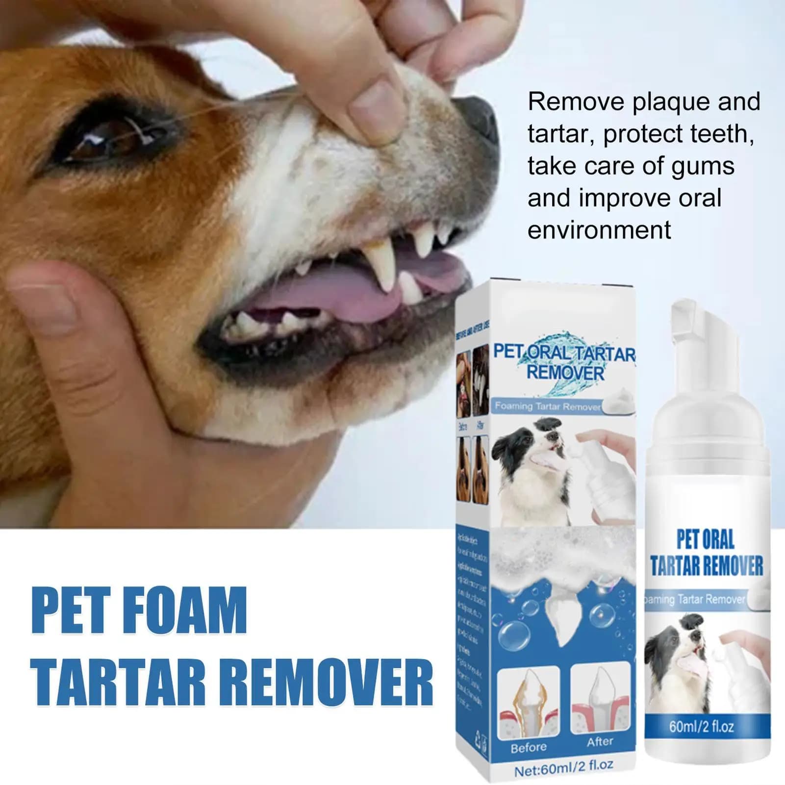 PetOral Tartar Remover Spray Deep Clenaing Yellow Teeth Eliminate Bad Breath Fresh Breath Whitening Teeth Pet Orals Foam Cleaner