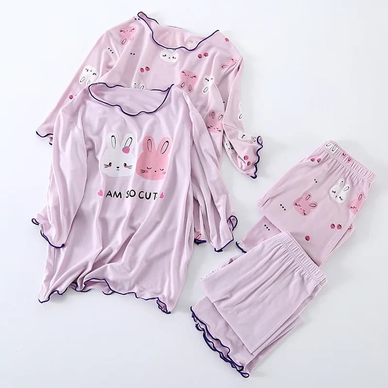 new delivery children baby spring summer t shirt pant pajama kids girls home clothes 2pc/set 100-180 students 2-15y cartoon