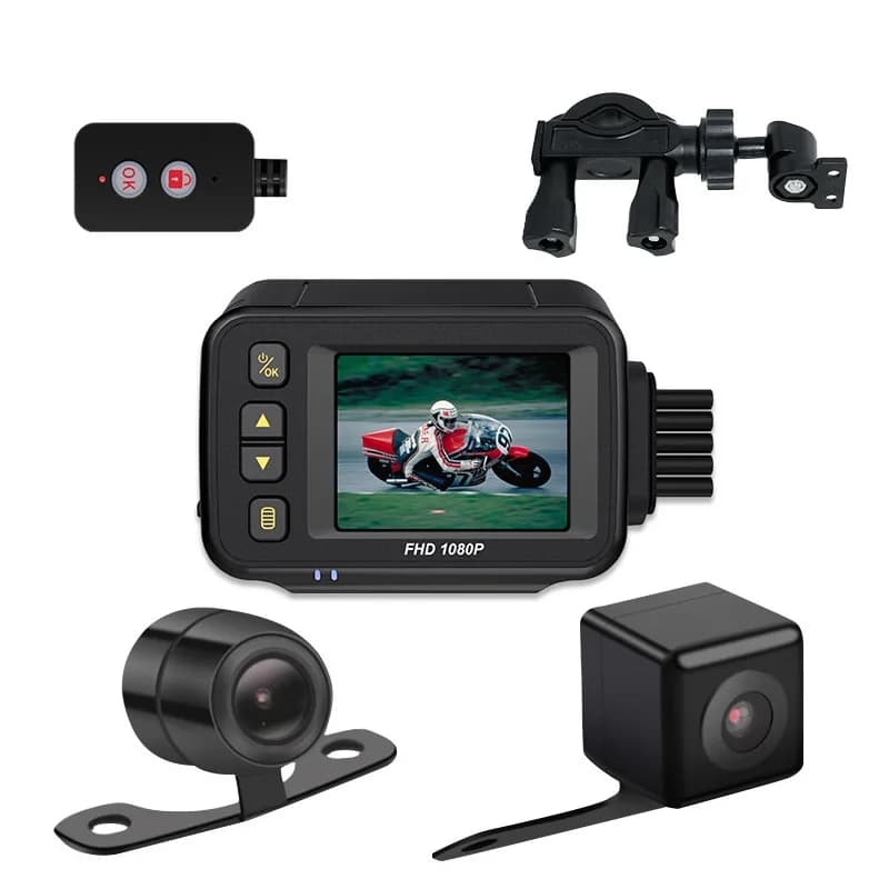 Custom brand 720P Cam car dashboard camera for automatic vehicles IP68 Waterproof DVR recorder Double Bike lens Moto