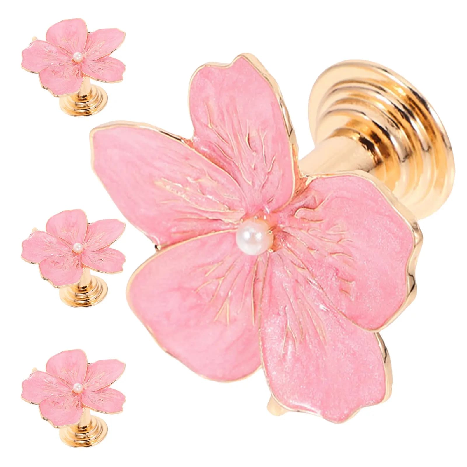 4 pomelli per armadietti a forma di fiore, maniglie decorative per cassettiere, comodini e cucine
