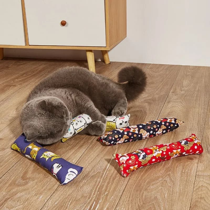 Cuscino imbottito con erba gatta Masticazione resistente ai graffi Letto per gatti Giocattolo interattivo antistress per la dentizione del gattino Giocattolo non tossico multi-gatto