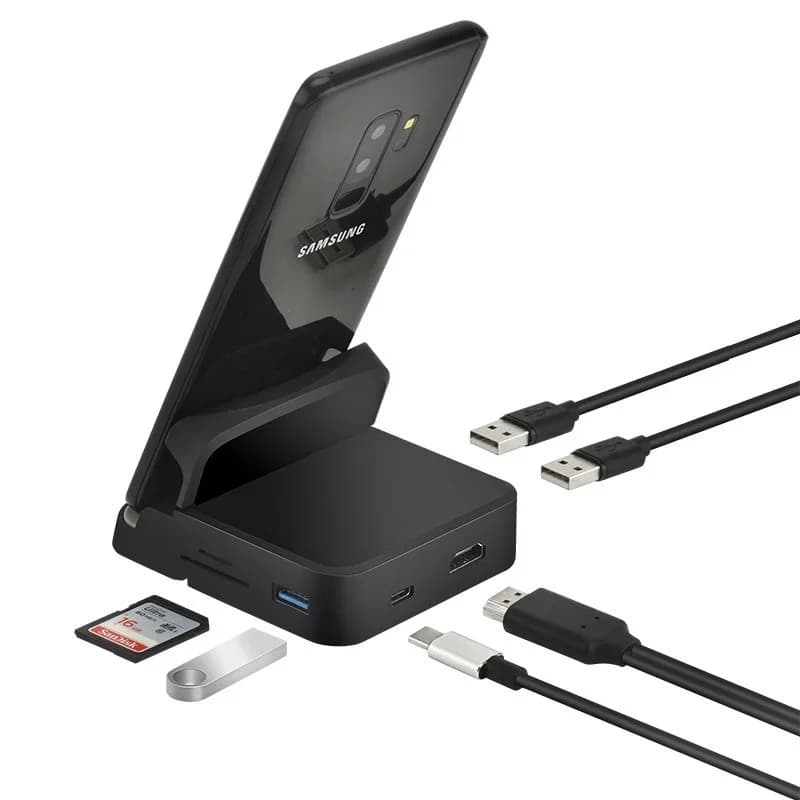 Docking station HUB 8 in 1 tipo C Supporto per telefono Dex Pad Station Kit caricabatterie dock compatibile da USB C a HDMI per Samsung
