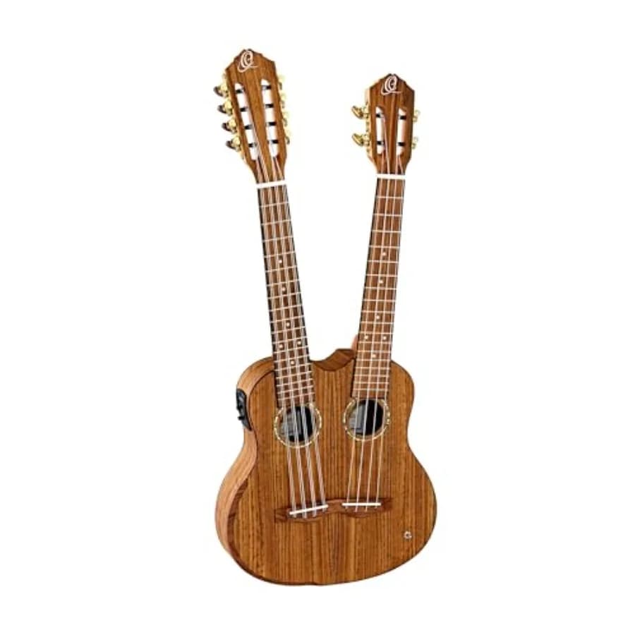 Ukulele Acustico-Elettrico Tenore a Doppio Manico Personalizzato a 4 e 8 Corde con Borsa
