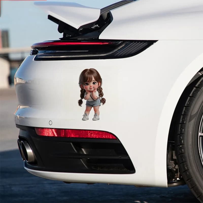 Braided Little Girl Sticker Cute Vinyl Decal Waterproof for Car Laptop Water Bottle Phone Motorcycle Window Wall Cup