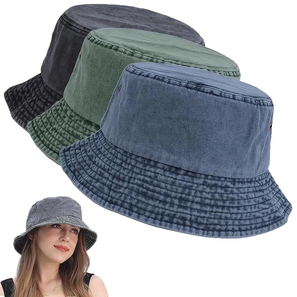 Cappello a Secchiello in Denim Vintage da Donna, Nuovo Cappello Estivo di Tendenza Europeo e Americano per la Protezione Solare