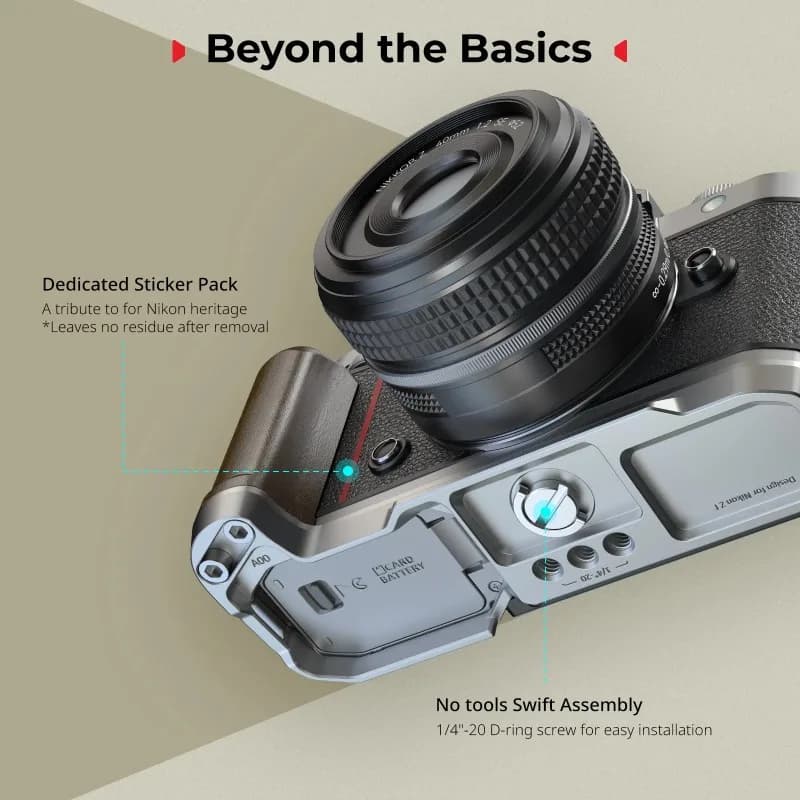 SmallRig 5706 Silicone L-Shape Handgrip for Nikon Zf with Arca Quick Release Plate & 1/4"-20 Threads for Tripod