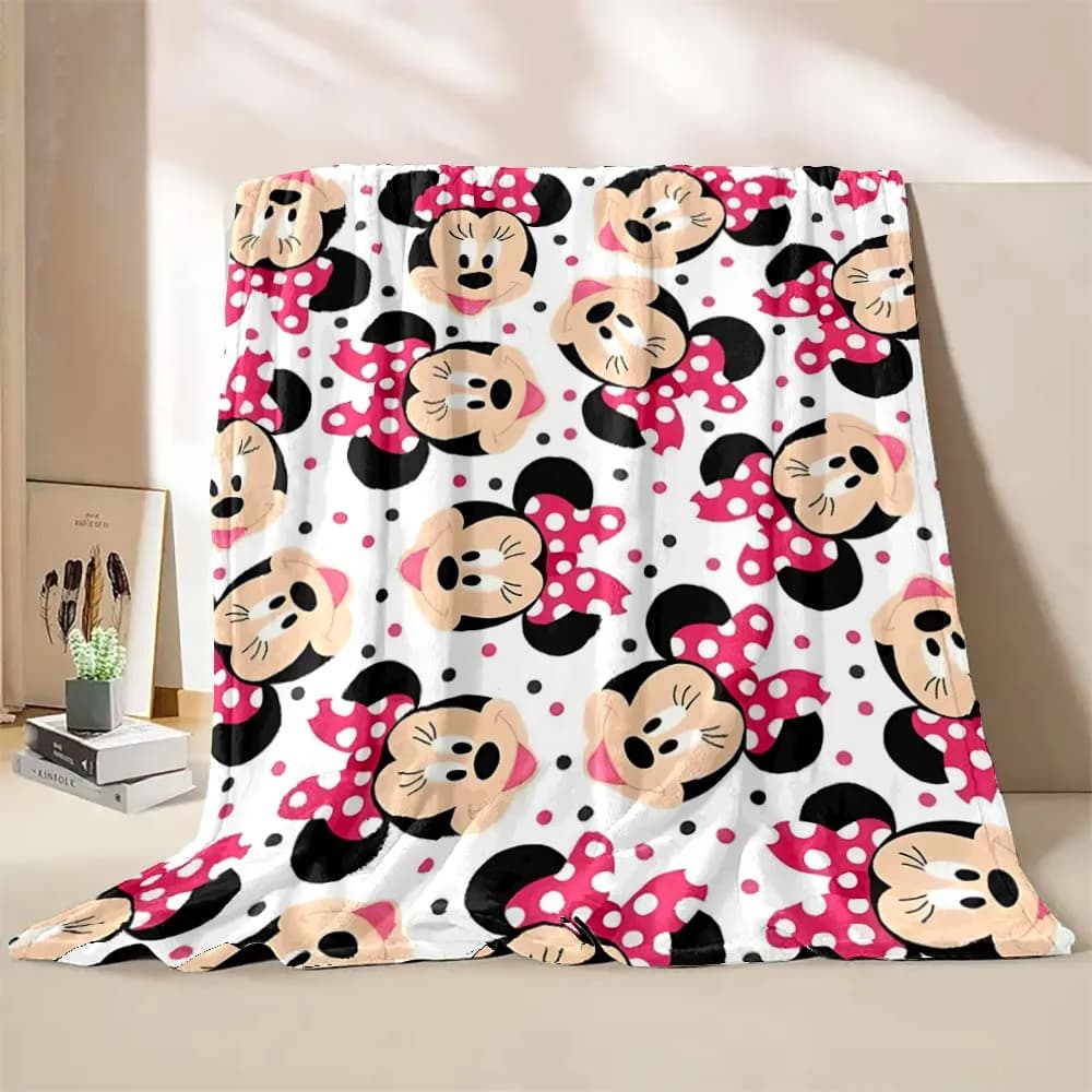 Coperta con stampa Cartoon Disney Minnie Mouse Mickey, calda e morbida, adatta per bambini e adulti, regali di lusso, casa, viaggi, campeggio