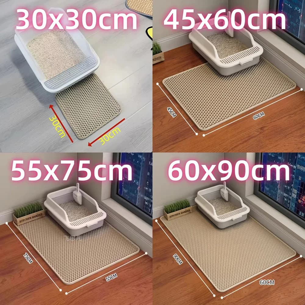 Large Washable Cat Litter Mat Waterproof Non Slip 2 Layer Pet Floor Protector Sand Catcher for Home
