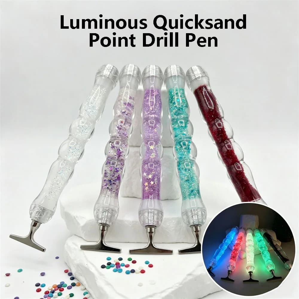 Nuova Penna Luminosa Trasparente per Diamond Painting con Punta Filettata, Accessorio per Ricamo a Diamante