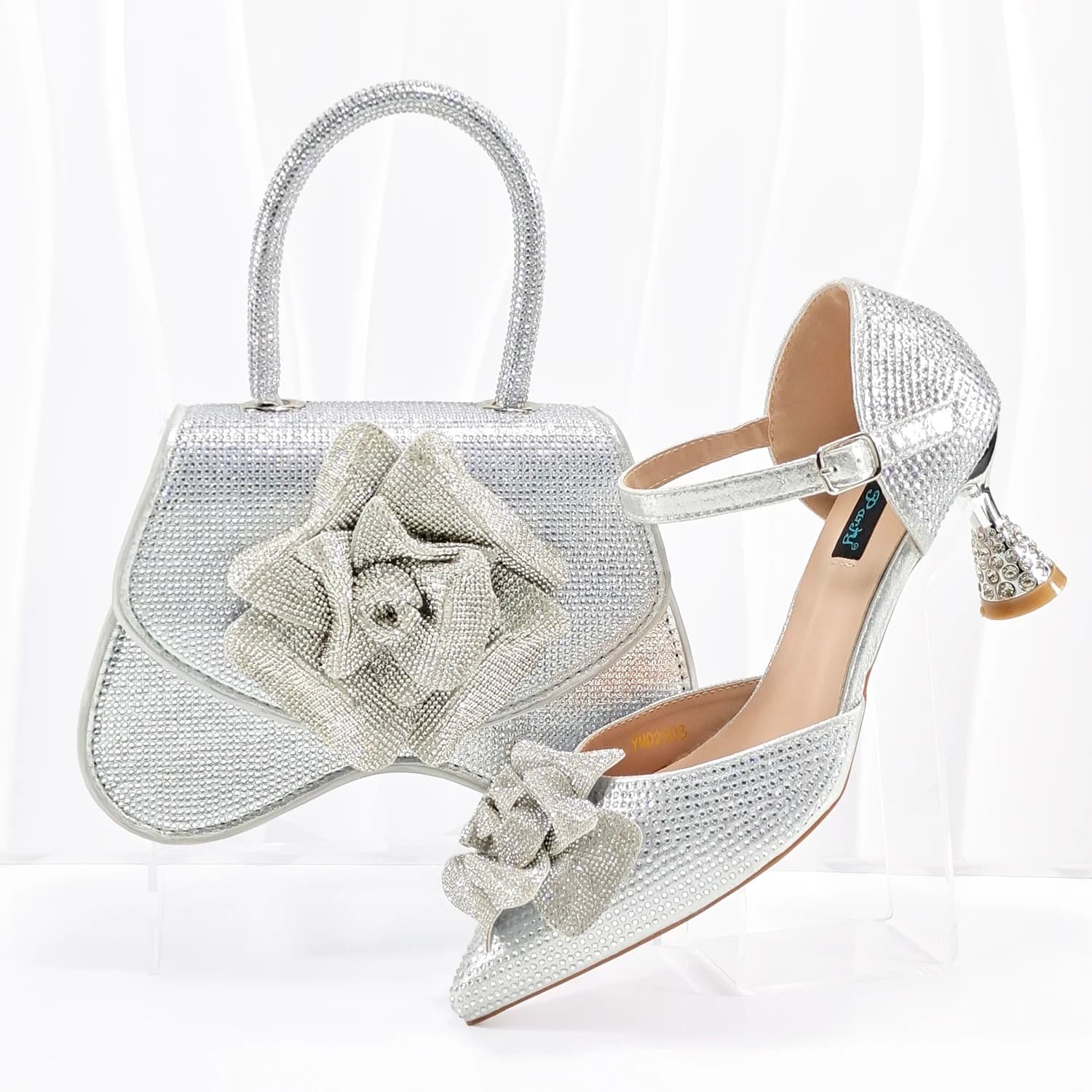 Doershow Set di scarpe e borse italiane di moda africana per la festa serale con pietre Borse italiane ARGENTO abbinate alle borse! HGO1-1