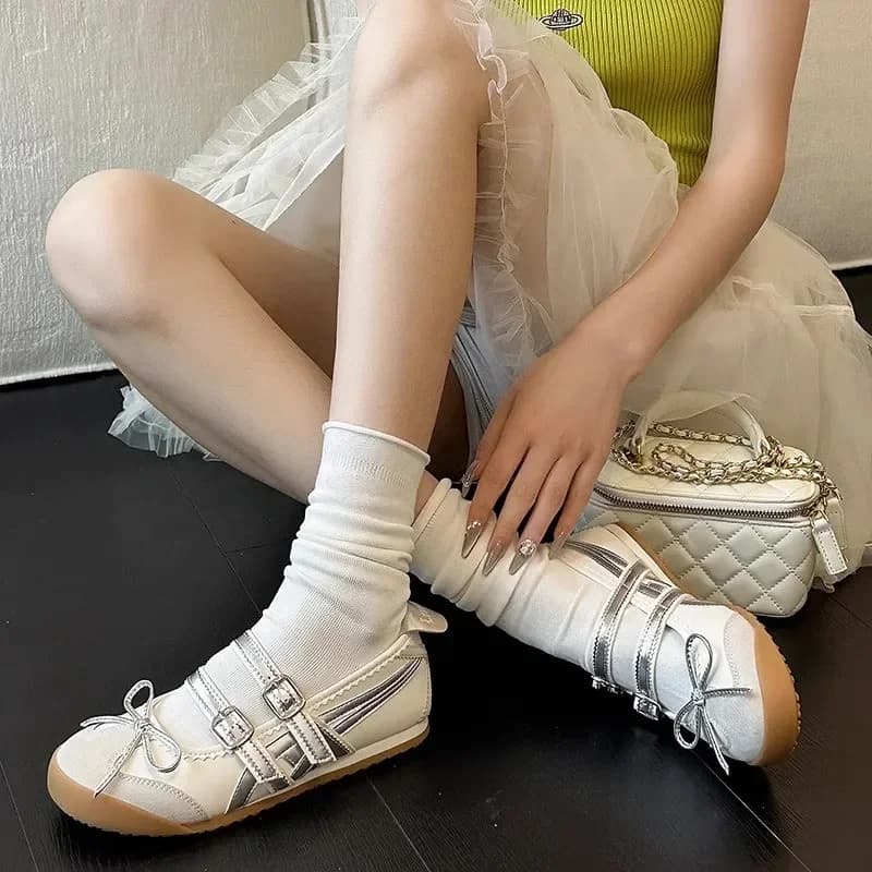 Women Flats Bow Ballet Dance Shoes Summer Sandals 2024 Fashion New Brand Dress Designer Casual Shallow