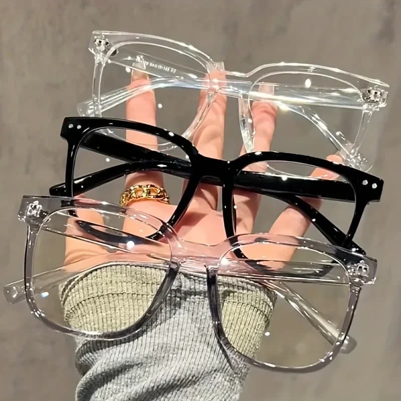 Glasses with blue light block with unisex square frame from 3 pieces - Elegant campus look, flattering optical glasses for the face