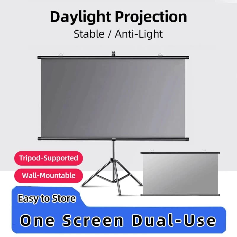 New Anti-Light Metal Adjustable Single Bracket Wall Mounted 2-in-1 Projector Screen 30 ° Visual Effect 84/100/120inch