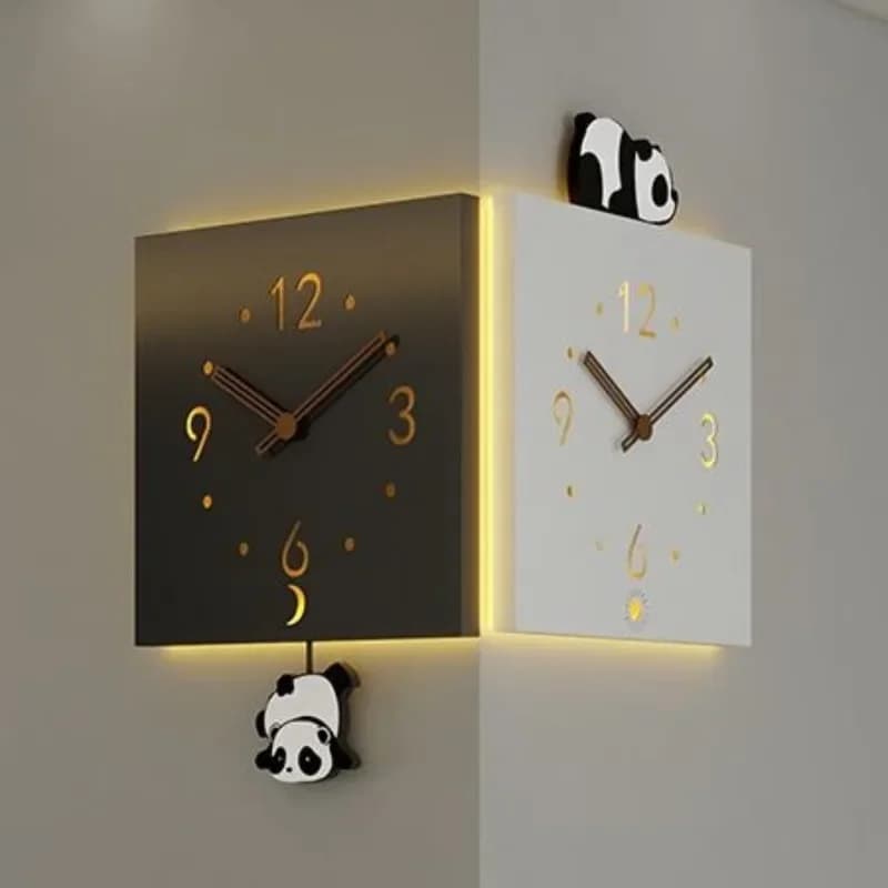 Corner Luminous Wall Clock Double Sided Wall Watch Elegant Large Decorative Clocks Modern Aesthetic Living Room Pendulum Watches