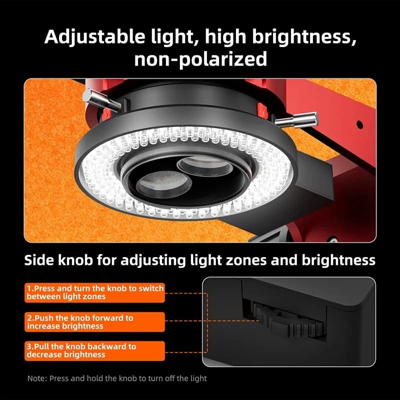 YCS 6558 Illuminatore ad Anello per Microscopio, Luce Regolabile con 144 LED, Sorgente Luminosa Industriale per Microscopio, Strumento Illuminante ad Anello 1-2pz