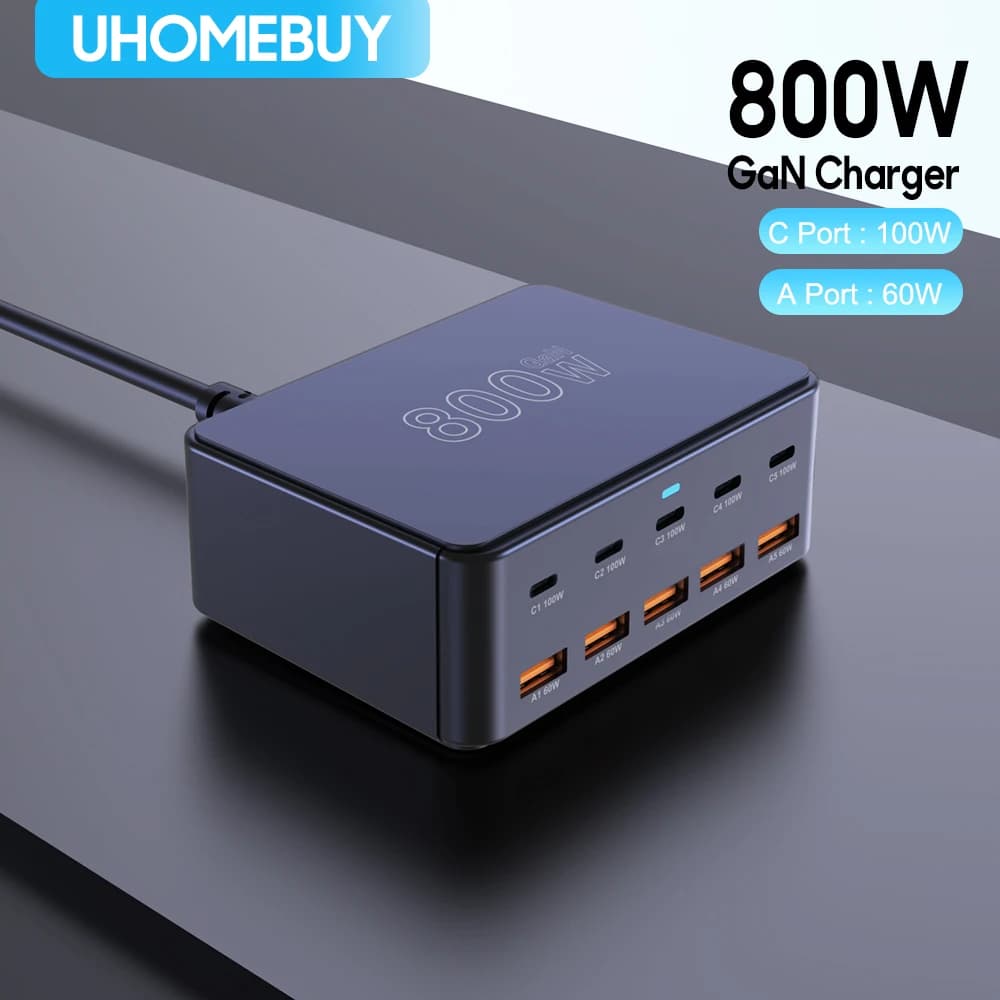 800 W USB C Quick Recharge Station 100 W PD3.0 PPS QC3.0 for iPhone 15 16 Samsung MacBook Pro Laptop Tablet