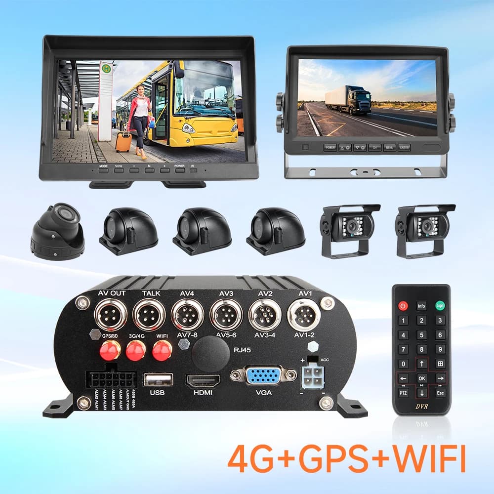 8CH 4G GPS Wifi Car Mdvr 6 pezzi Kit telecamera per auto con vista frontale laterale per visione notturna + monitor per auto da 7 pollici da 10 pollici