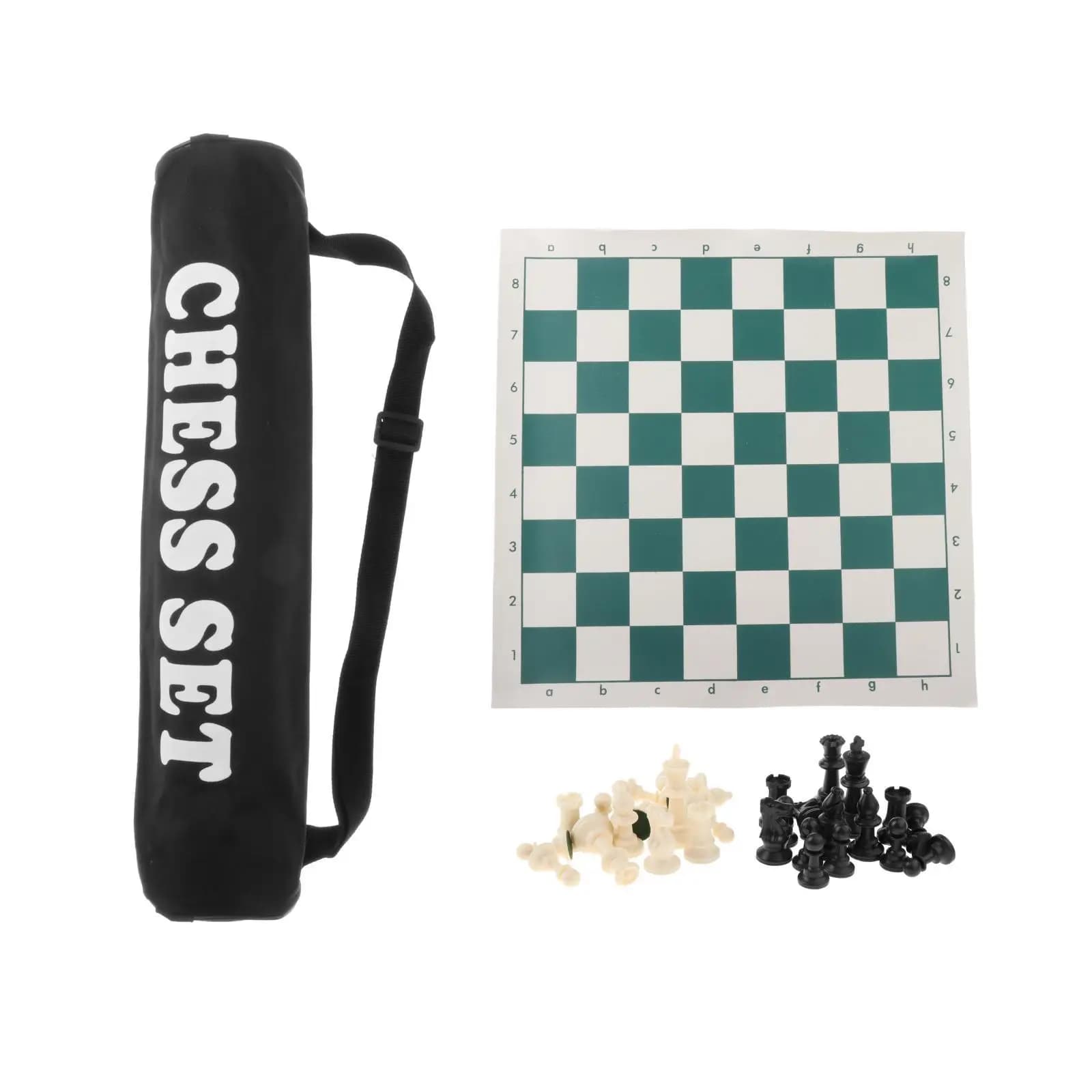 Large Chessboard Roll Up Chess Pieces Plastic Board Game for Party Activities Camping Club Tournament