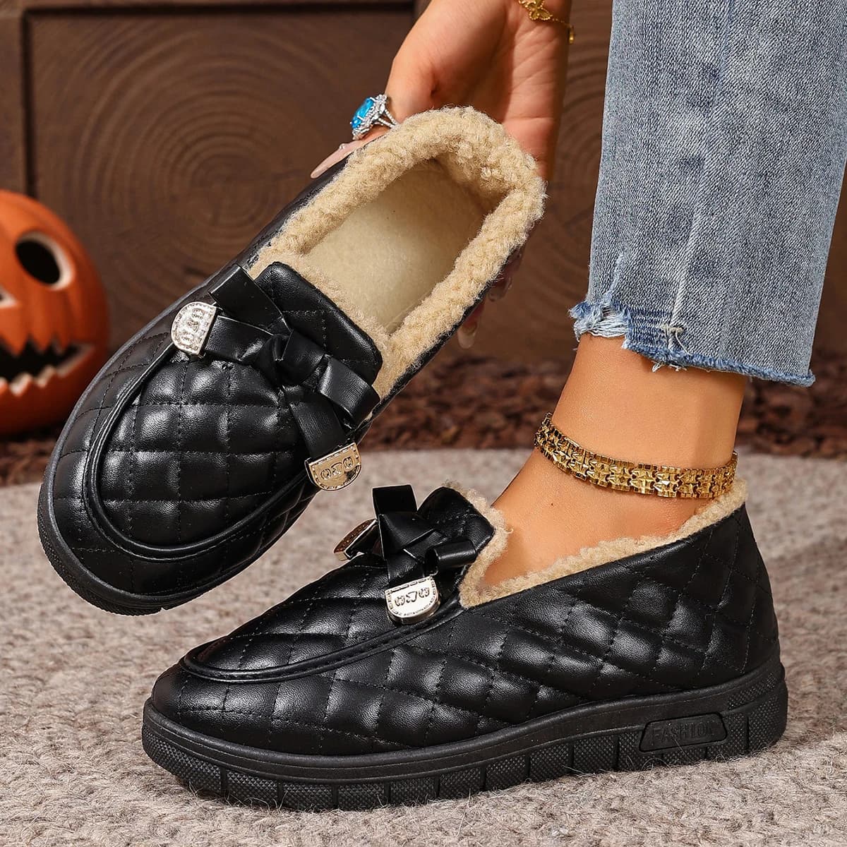 2025 inverno nuove donne in pile pigro scarpe di cotone leggero confortevole caldo antiscivolo suola scarpe da donna di spedizione gratuita