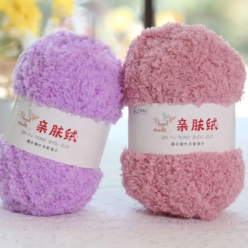 50g/Ball DIY Thick Line Hand Knitting Dolls Scarf Sweater Fluffy Wool Yarn Coral Velvet Towel Threads