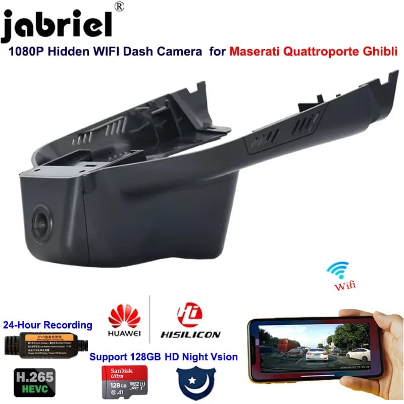 Jabriel 1080P Auto Dash Camera Wifi Auto Dvr Macchina Fotografica Dell'automobile Per Maserati Ghibli Quattroporte 2015 2016 2017 2018 2020 Copertura D Specchio
