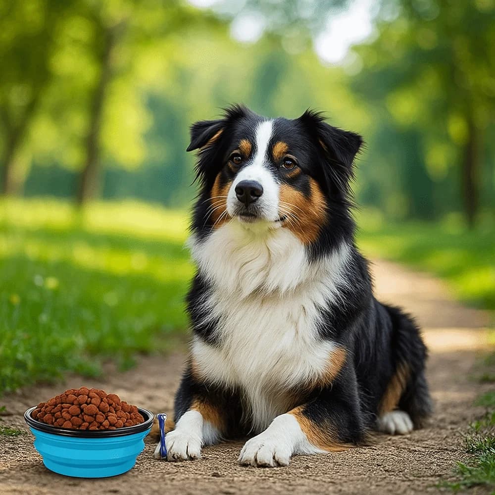 Silicone Collapsible Dog Bowl Large Capacity with Cover and Hook Dog Food Water Basin Space Saving Pet Water Food Dish