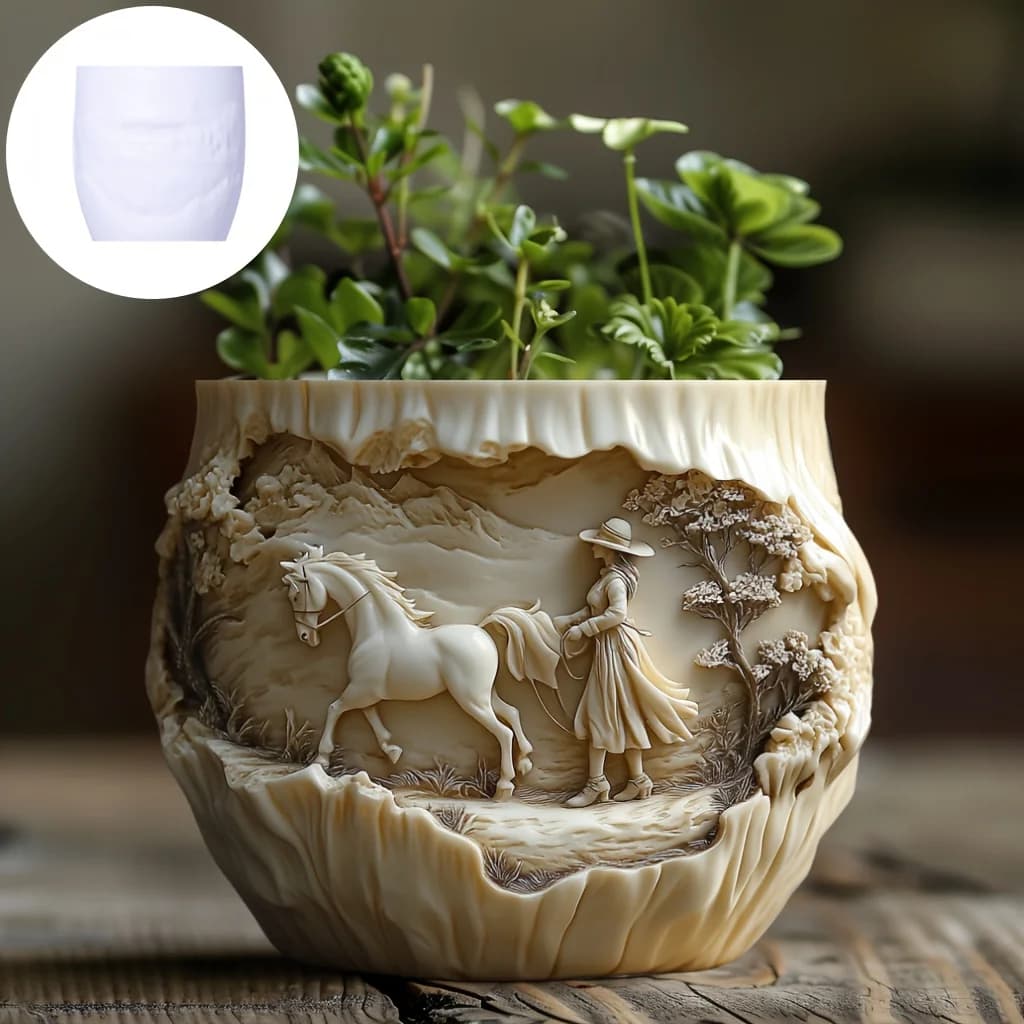 Bellezza che tiene il cavallo sollievo pianta succulenta vaso di fiori resina stampo in silicone pianta cavallo dea scatola di immagazzinaggio candela tazza stampo in gesso