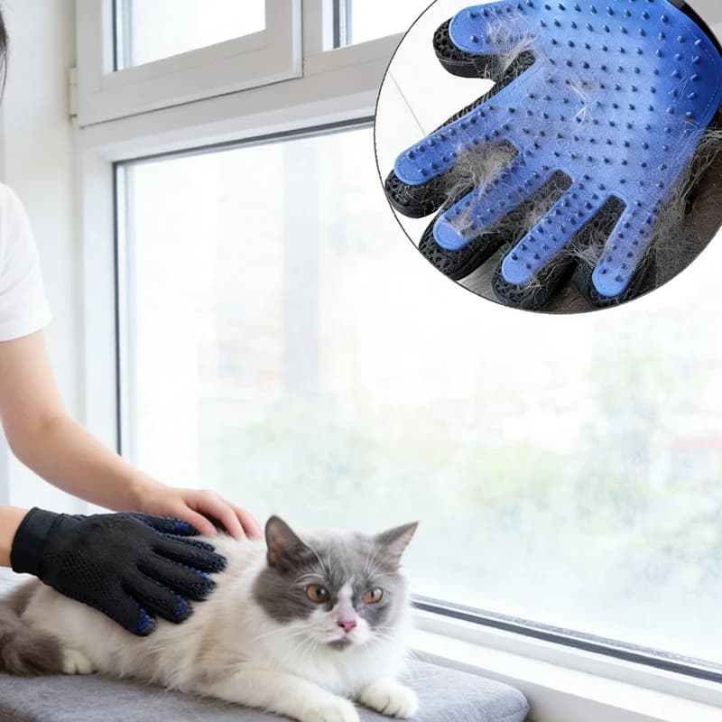 Guanti Rimuovi Peli per Animali Domestici, Spazzola per Toelettatura Gatti, Guanto per Massaggio e Pulizia Cani e Gatti, Strumenti per la Toelettatura