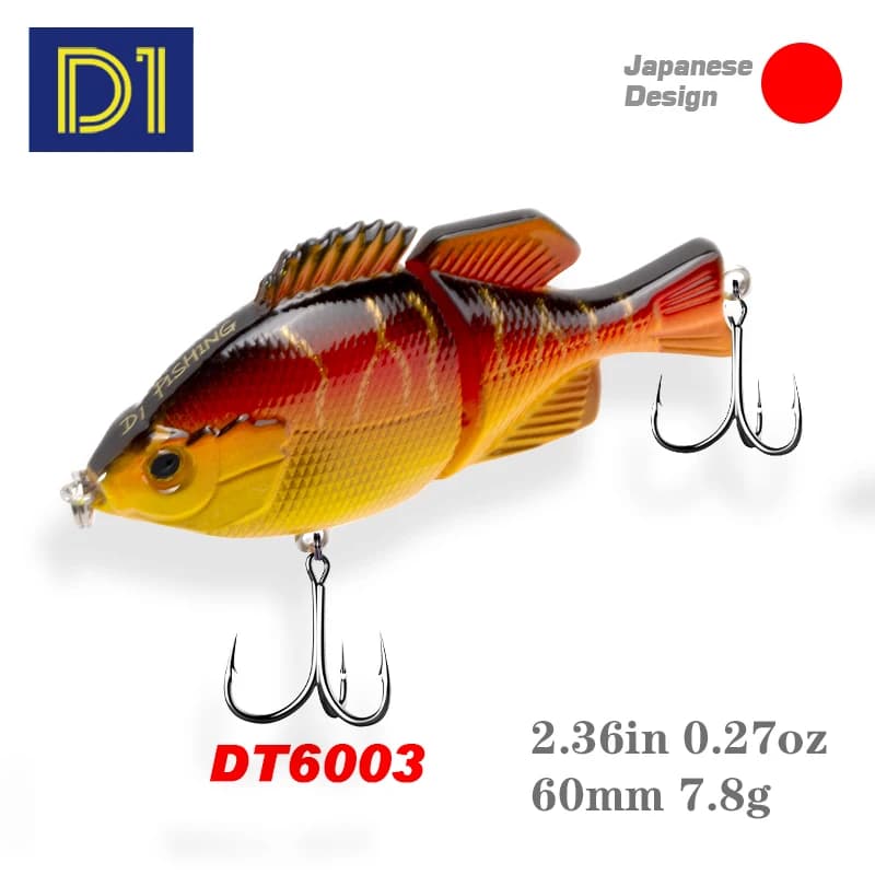 D1 affondamento esca da Pesca 60mm 7.8g Multi snodato Siwmbait Wobblers per luccio Bass esca artificiale Crankbaits Pesca attrezzatura da Pesca