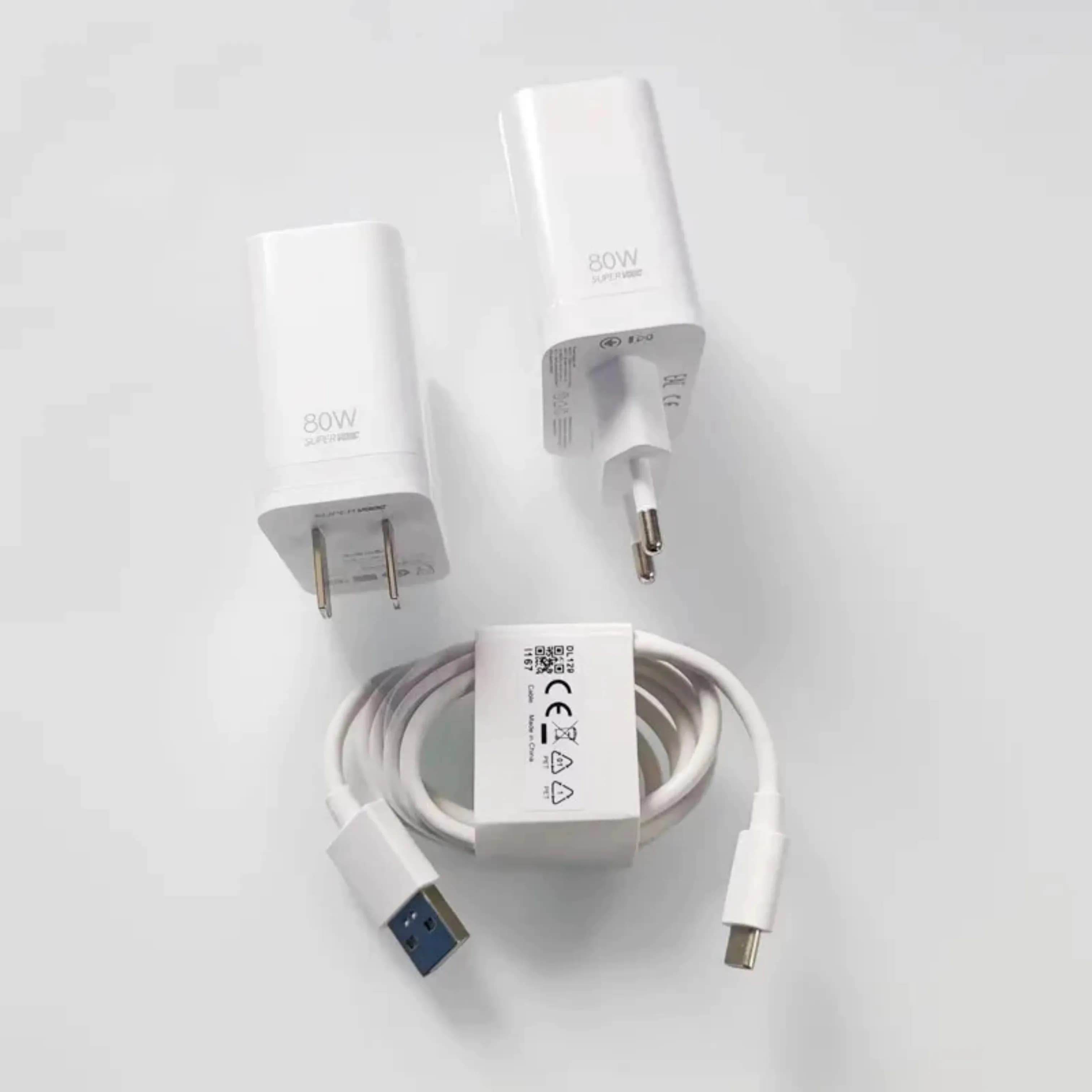 Caricabatterie SuperVooc da 80 W per OPPO Reno 12 11 10 Pro Trova X8 X7 X6 X5 Pro Adattatore di ricarica USB super veloce Cavo tipo C da 6,5 A