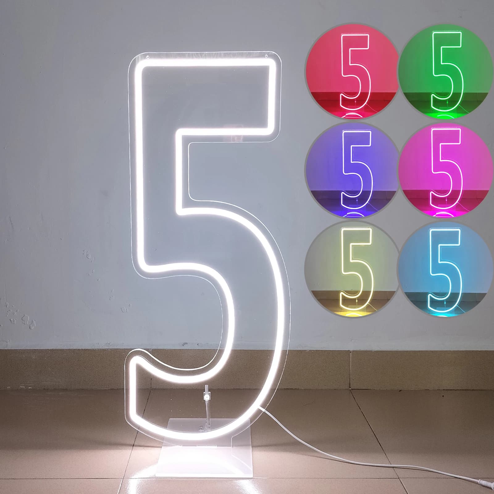 Insegna al neon da 100 cm con numeri e lettere che cambiano colore possono stare e utilizzare come decorazione di sfondo per le celebrazioni natalizie
