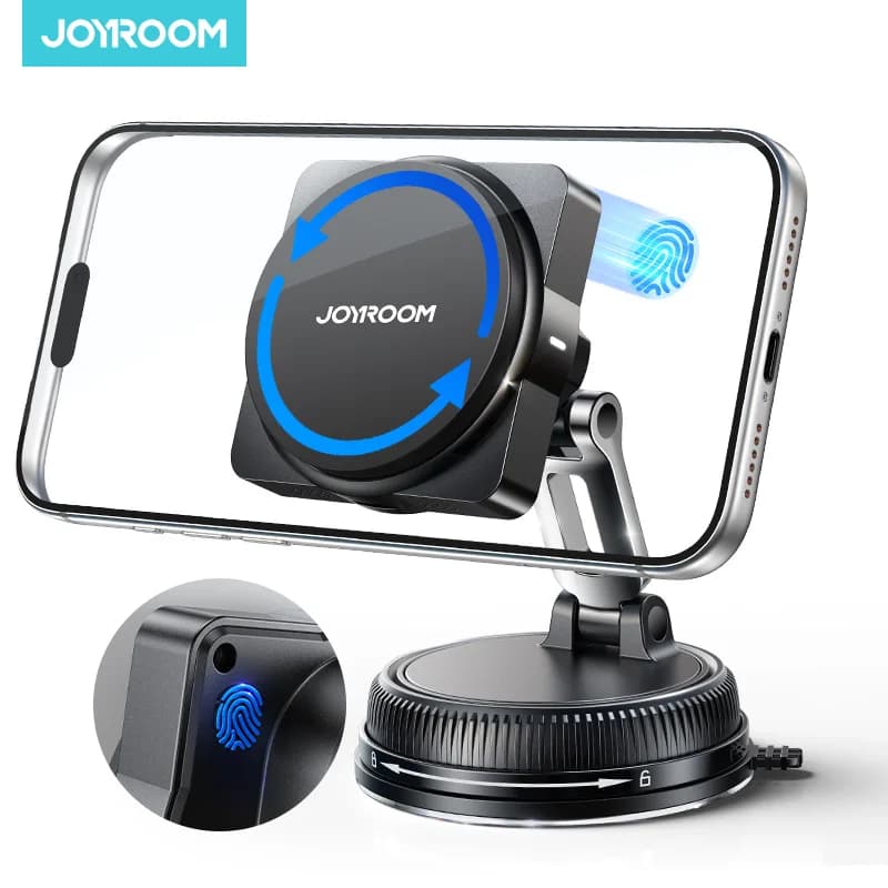Joyroom 15W 360° Magnetic Wireless Car Charger Phone Holder Joyroom 15W 360 ° Revolving Air Grip Support with Smart Fast Charging Station for iPhone
