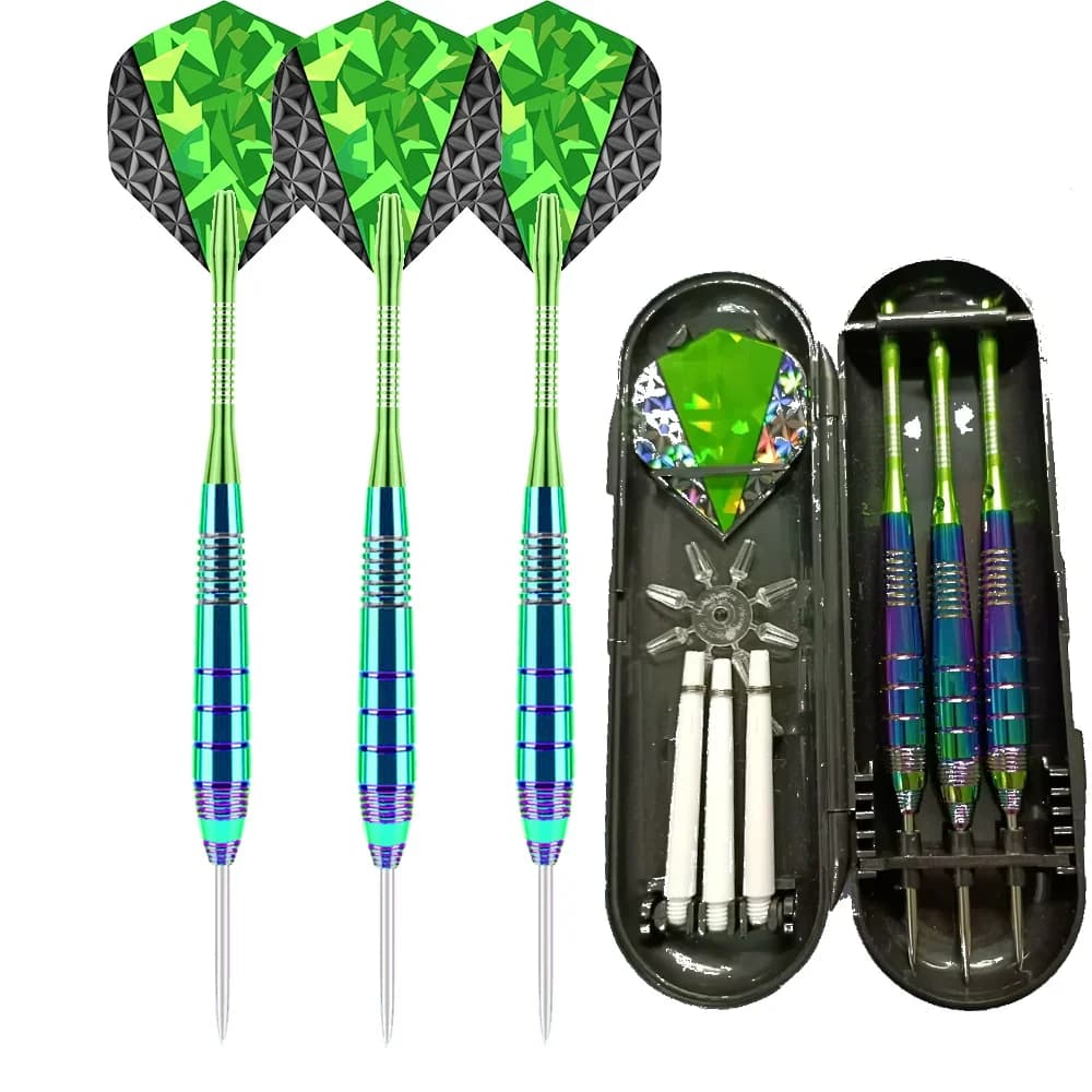 Set di freccette professionali 24G con punta in acciaio metallico Freccette a botte arcobaleno con protezione per albero in nylon Set di freccette per principianti Giocatore di freccette