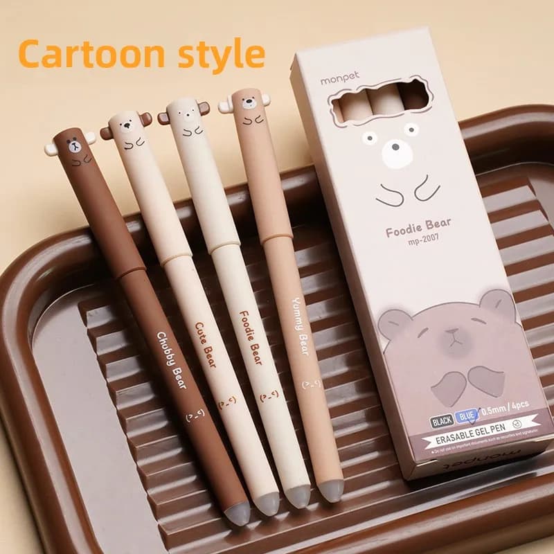 Penna Cancellabile Neutra, Serie Food Bear, Penna Nera Cancellabile a Calore ad Asciugatura Rapida, Cancelleria per Studenti