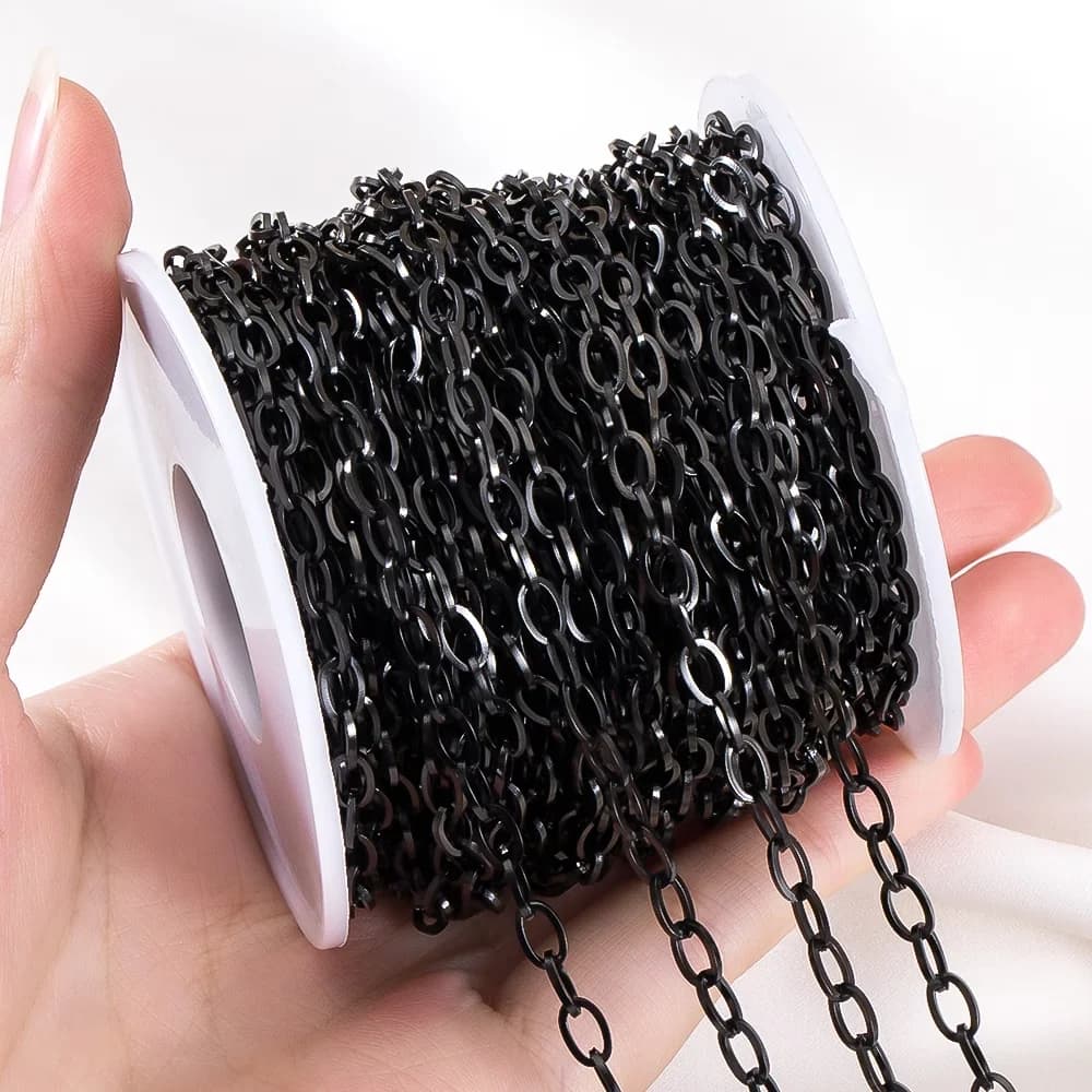 10-Meter O-Shaped Chain, Oval Cross Chain, Color-Preserving Chain for Necklaces, Bracelets Jewelry Findings