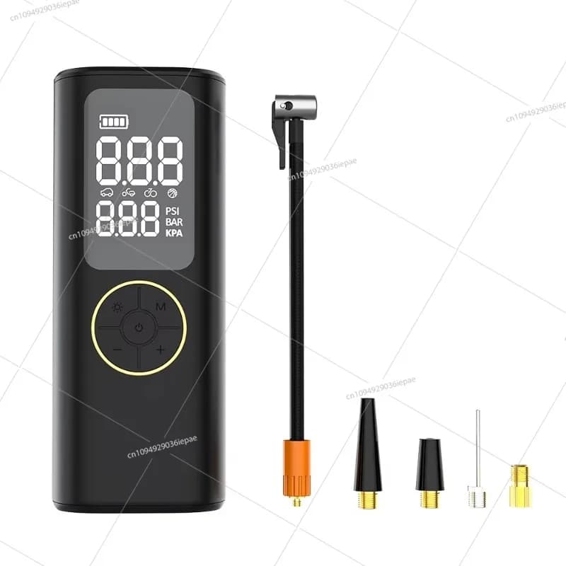 Pompa d'aria per auto elettrica Pompa di gonfiaggio per pneumatici digitale elettrica portatile senza fili Pompa di aria per auto 12v con torcia elettrica