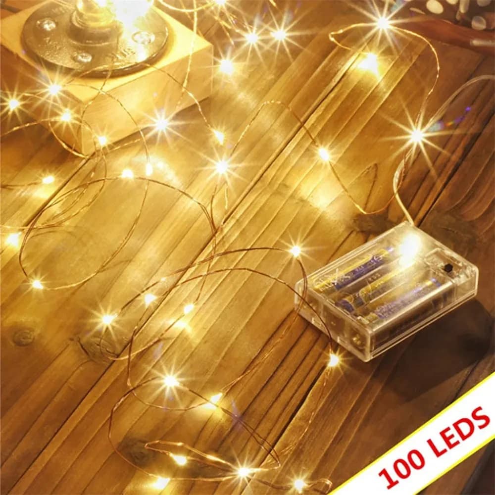 Fairy Lights a batteria 33 Ft alimentato a batteria String Light 100 LED per camera da letto natale Halloween Party Wedding Warm White