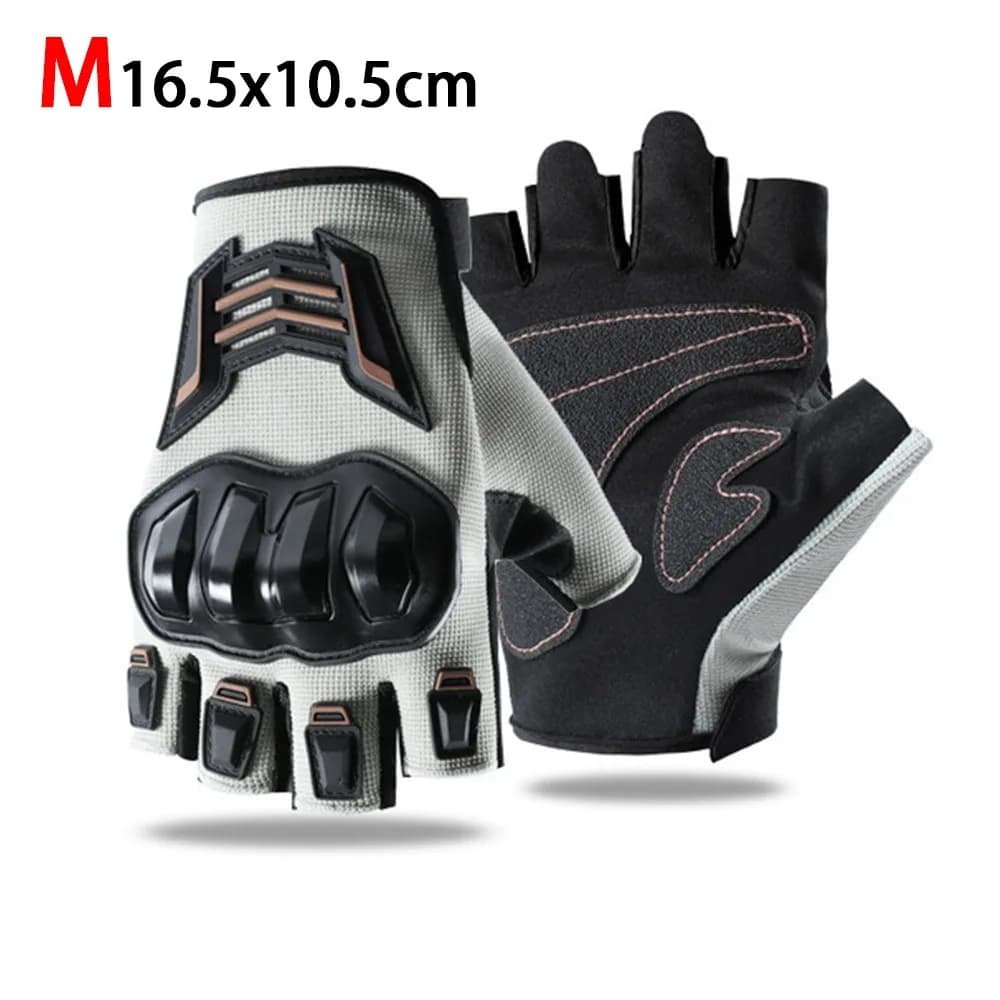 1 Pair Half Finger Motorcycle Gloves Anti-slip Breathable Cycling Gloves Anti-fall Wear-resistant Driving Gloves