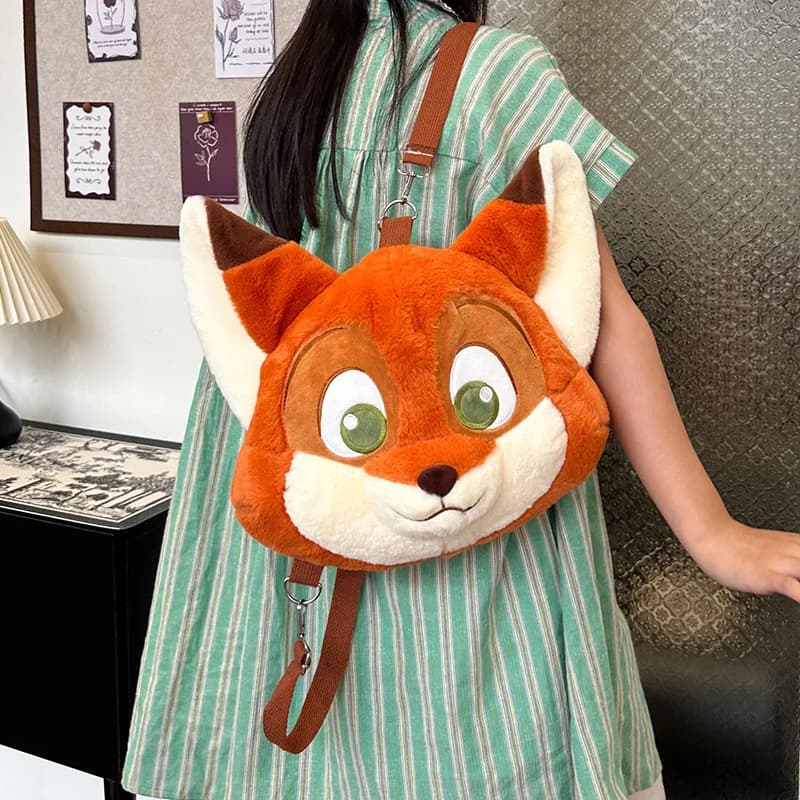Zaino in peluche a forma di volpe carina, Zaino in peluche alla moda a forma di coniglio Kawaii, Borsa a tracolla Crazy Animal City, Borsa versatile e soffice, Regali
