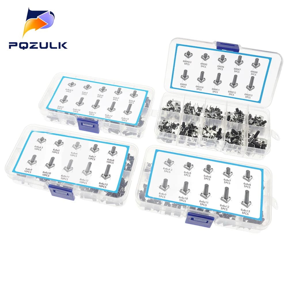 6*6 Touch Button Switch 4.3-13mm SMD DIP 2P/4Pin Micro Switch 6x6 keys Tact ON/OFF 10 models for Arduino