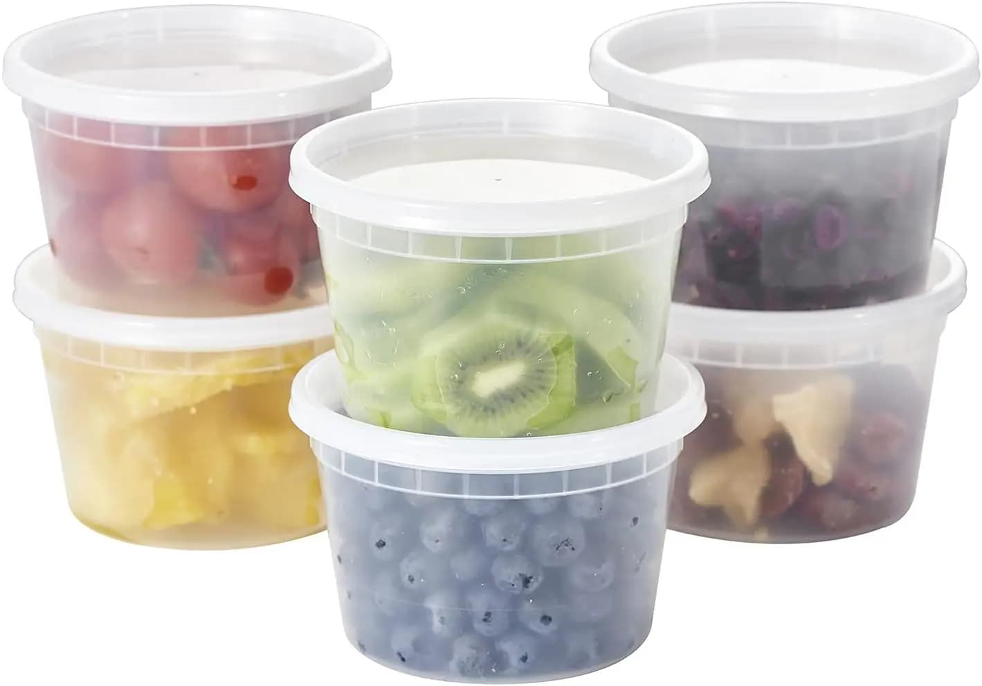 [Set da 48 pezzi - 16 oz.] Contenitori in plastica per alimenti con coperchi in plastica, contenitori monouso da asporto per zuppe, preparazione pasti, slime