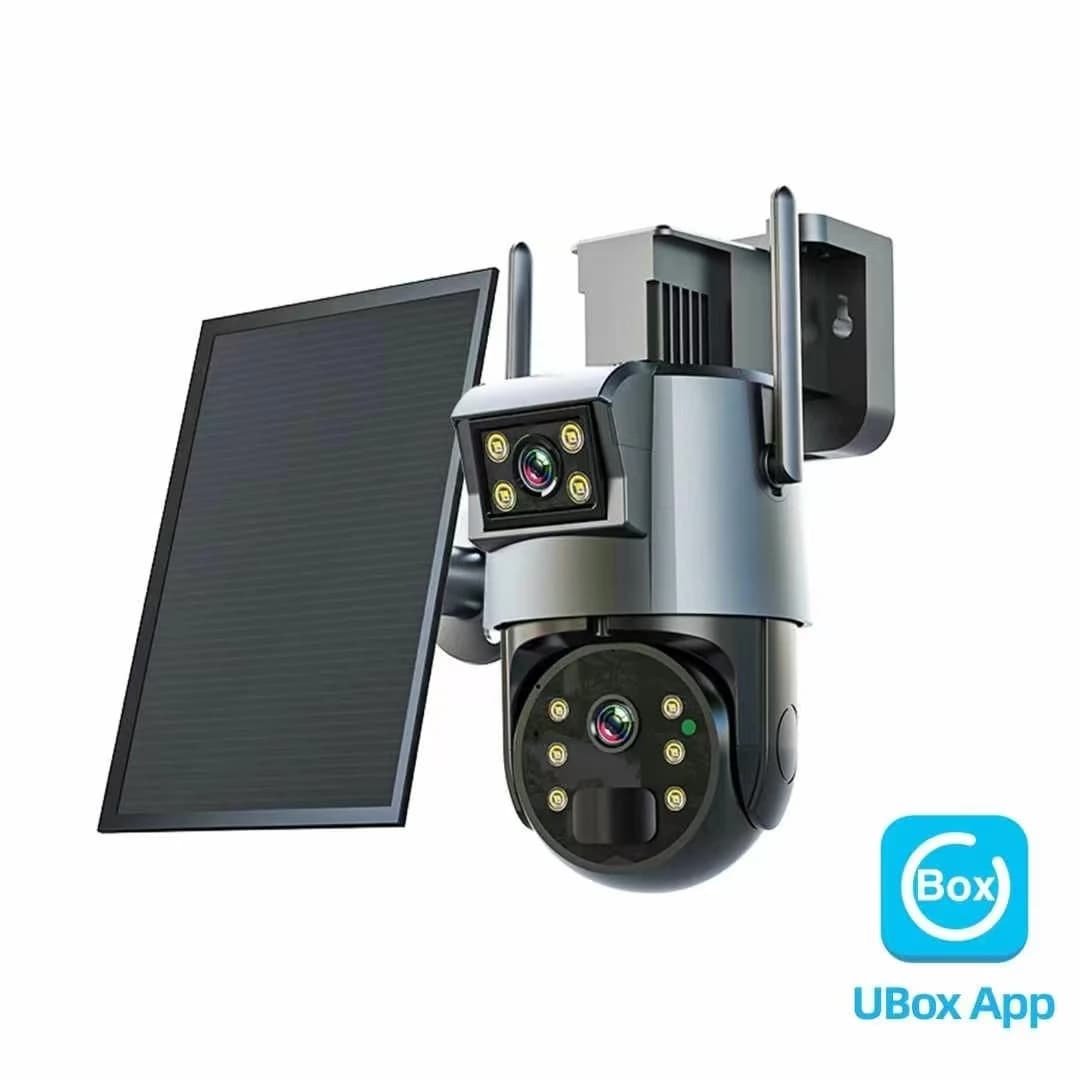4MP Ubox APP Doppia lente Energia solare Basso consumo WIFI IP Dome Camera Full Color AI Umanoide Sicurezza domestica CCTV Baby Monitor