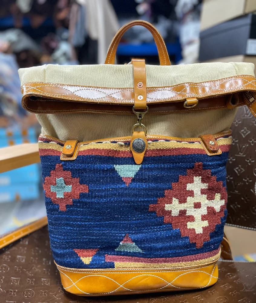Stile turco!!! Borsa coperta in pelle indiana, zaino indiano amekaji, 35x43 cm, unica