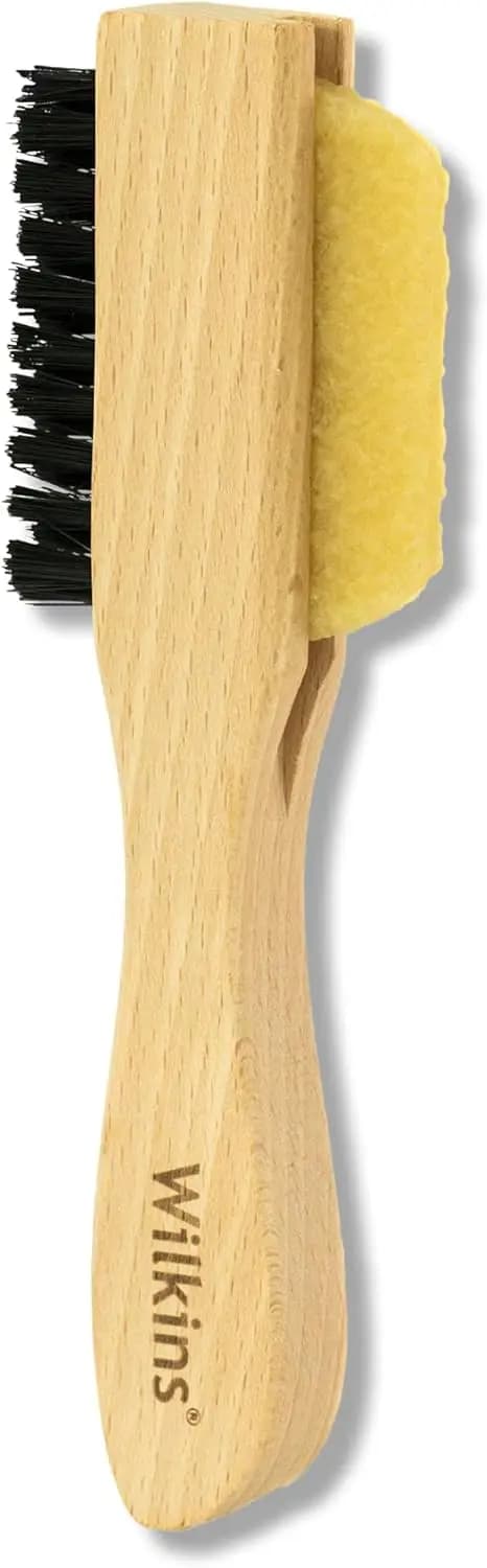 Spazzola per la pulizia della pelle scamosciata gialla con setole morbide e gomma per la pulizia delle scarpe, strumento per la manutenzione del nabuk