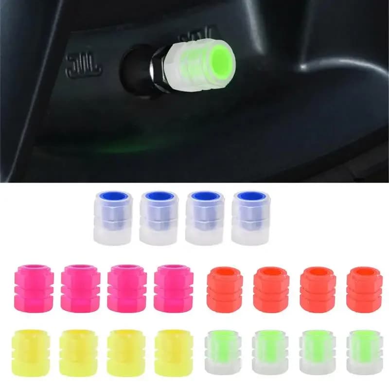 Tappi Valvola Luminosi per Pneumatici Auto, Moto e Bici, Accessori Decorativi Fluorescenti per Ruote, Tappi Valvola Notturni