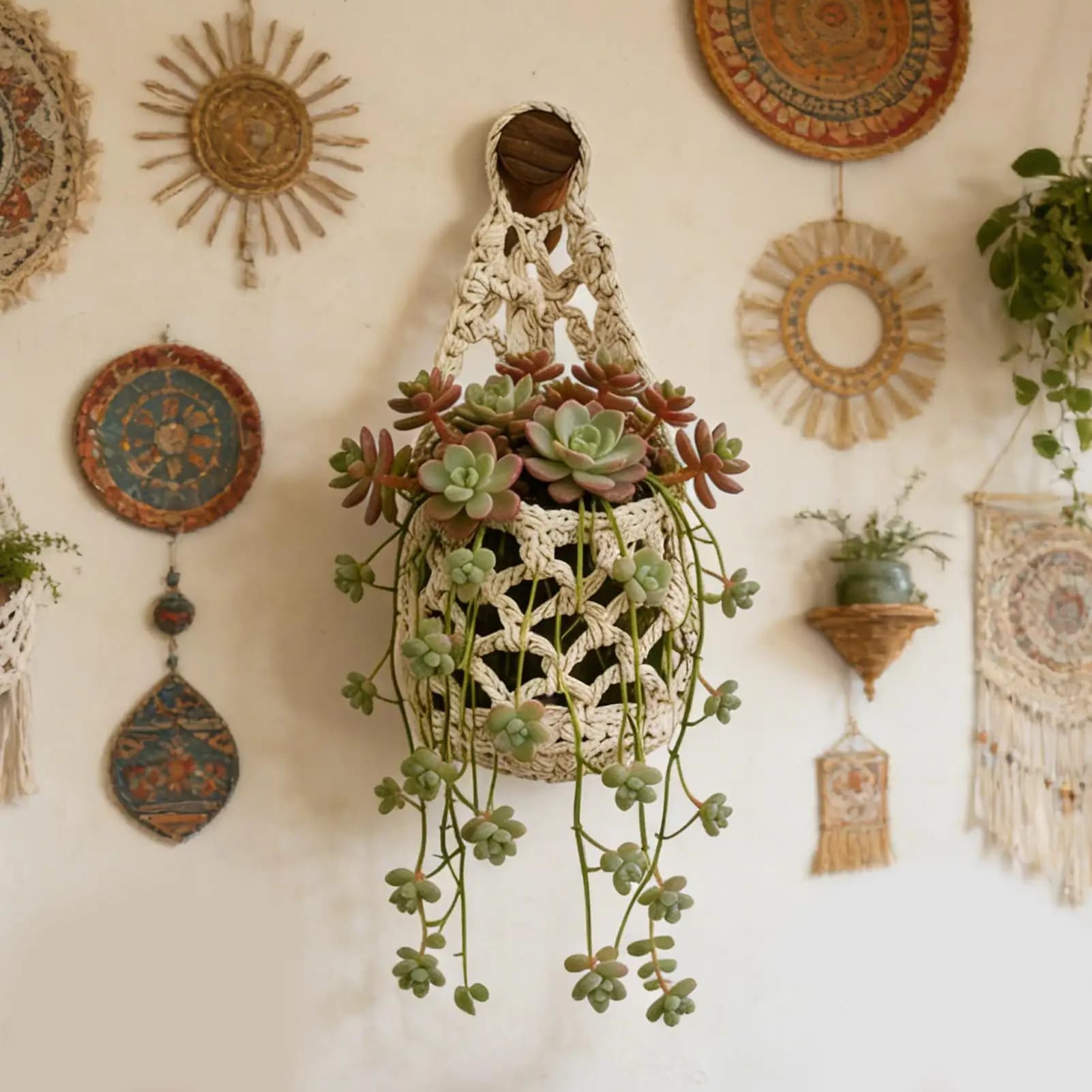 Plant Hanger Space Saving Storage Home Decor Boho Plant Hanger Flower Pot Holder for Bedroom Living Room Kitchen Door Office