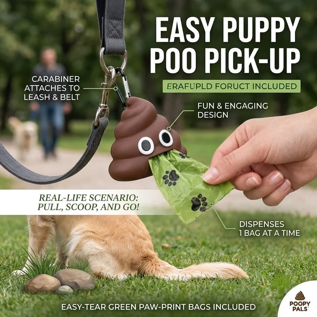Funny Poop Shape Dog Waste Bag Dispenser Silicone Leash Clip Carrier Portable Pet Walking Garbage Clean Pouch with Carabiner