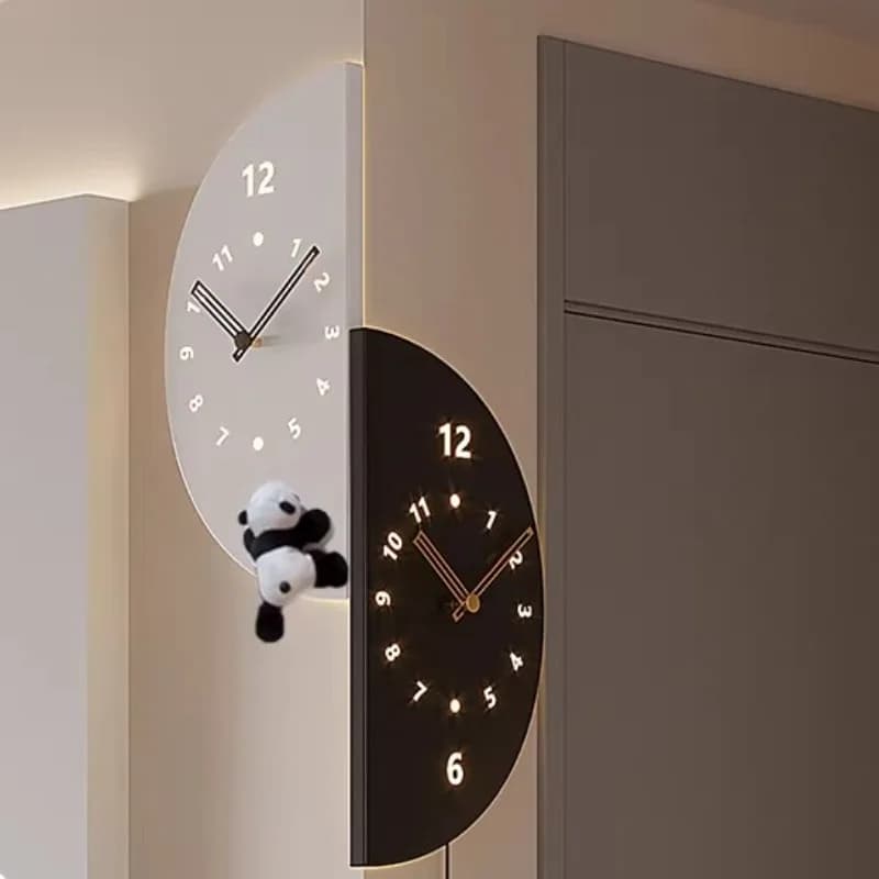 Watch from Modern Wall, Double Side Clock for Living Room, Silent and Creative Corner