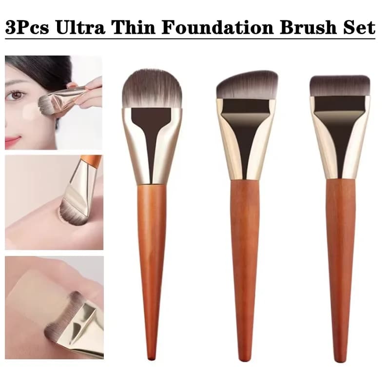 1/2/3pcs Ultra Thin Foundation Brushes Soft Hair Thin Face Flat Contour Brush Blending Foundation Cream Makeup Brush Beauty Tool