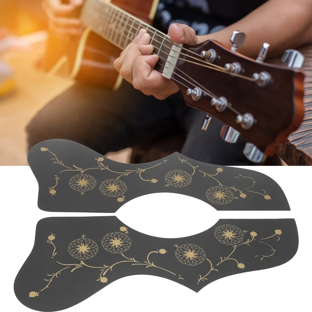 2PCS Hard Plastic Guitar Guard Picks Scratch Proof Self-Adhesive Pickguard Black/White Guitar Protection Plate
